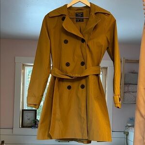 Abercrombie & Fitch Mustard Double-Breasted Trench Coat